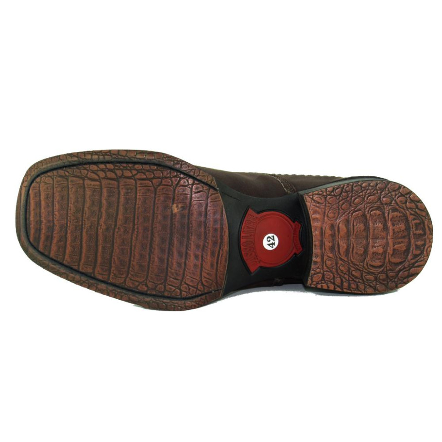 クラシック 227. LEON FLEISHER 23CD Botina Country Masculina Bico Quadrado Fossil Café Passo Livre